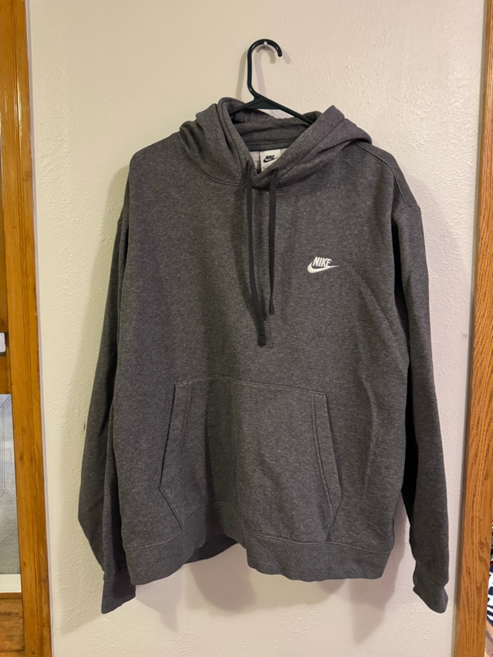 Nike Charcoal Gray Pullover Hoodie with White Swoosh